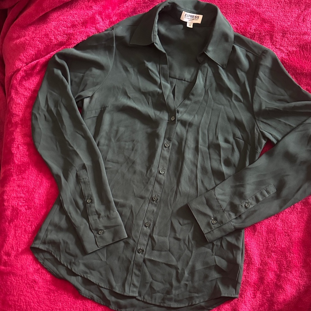 Express Forest Green Long Sleeve Shirt